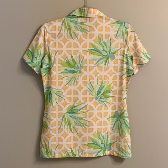 Kenny Flowers Women's Scottsdale Short-Sleeve Yellow Green Floral Top Small S - Picture 6 of 8